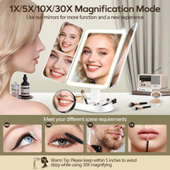 GOMIPURU vanity mirror with lights 10x magnification supports brow grooming.