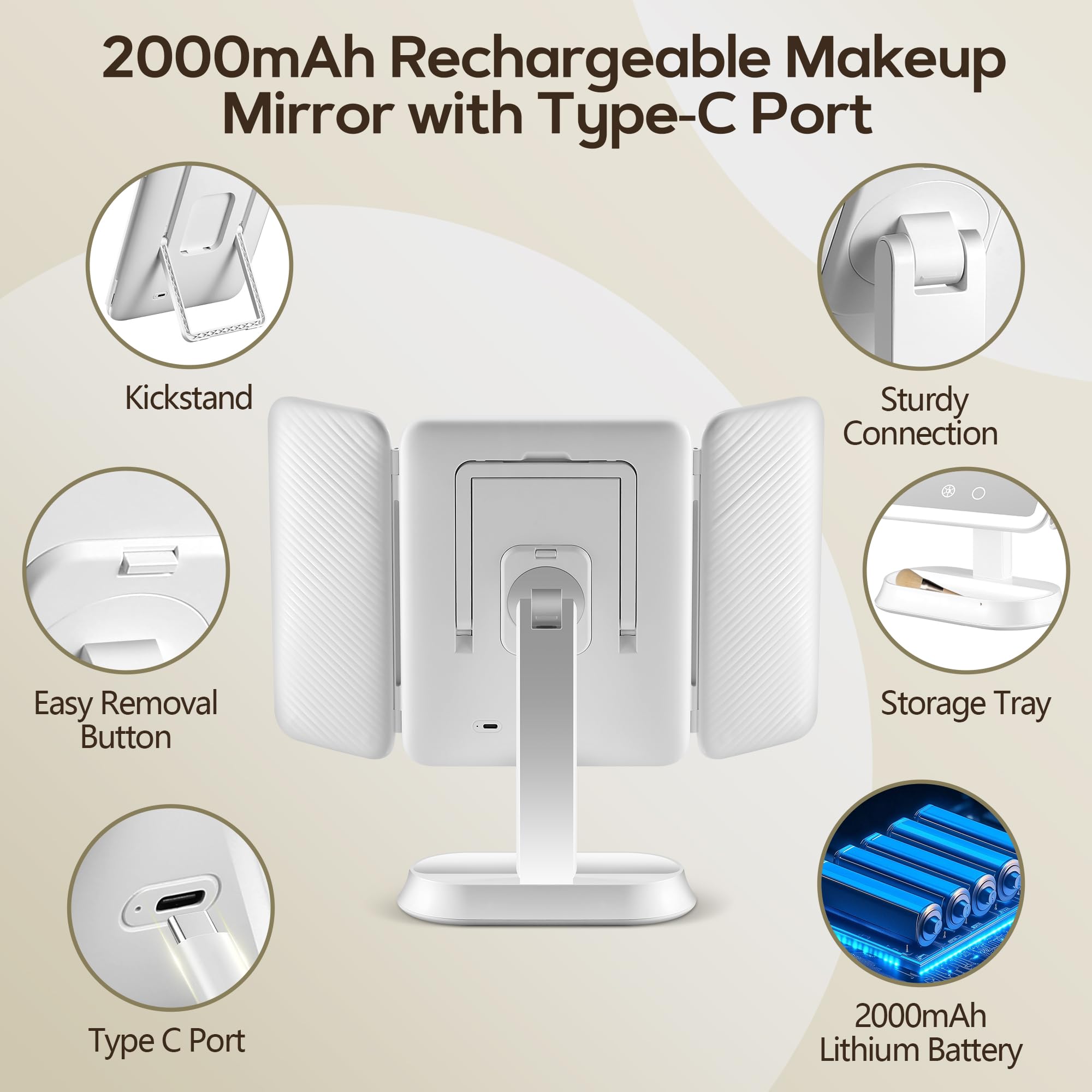 GOMIPURU vanity mirror with lights 80 LEDs deliver true-color lighting for makeup.