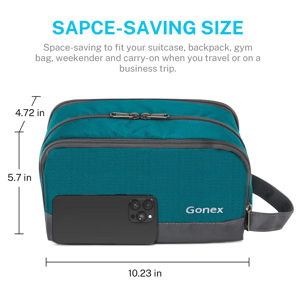 Gonex shaving bag nylon keeps grooming items neatly organized and accessible.