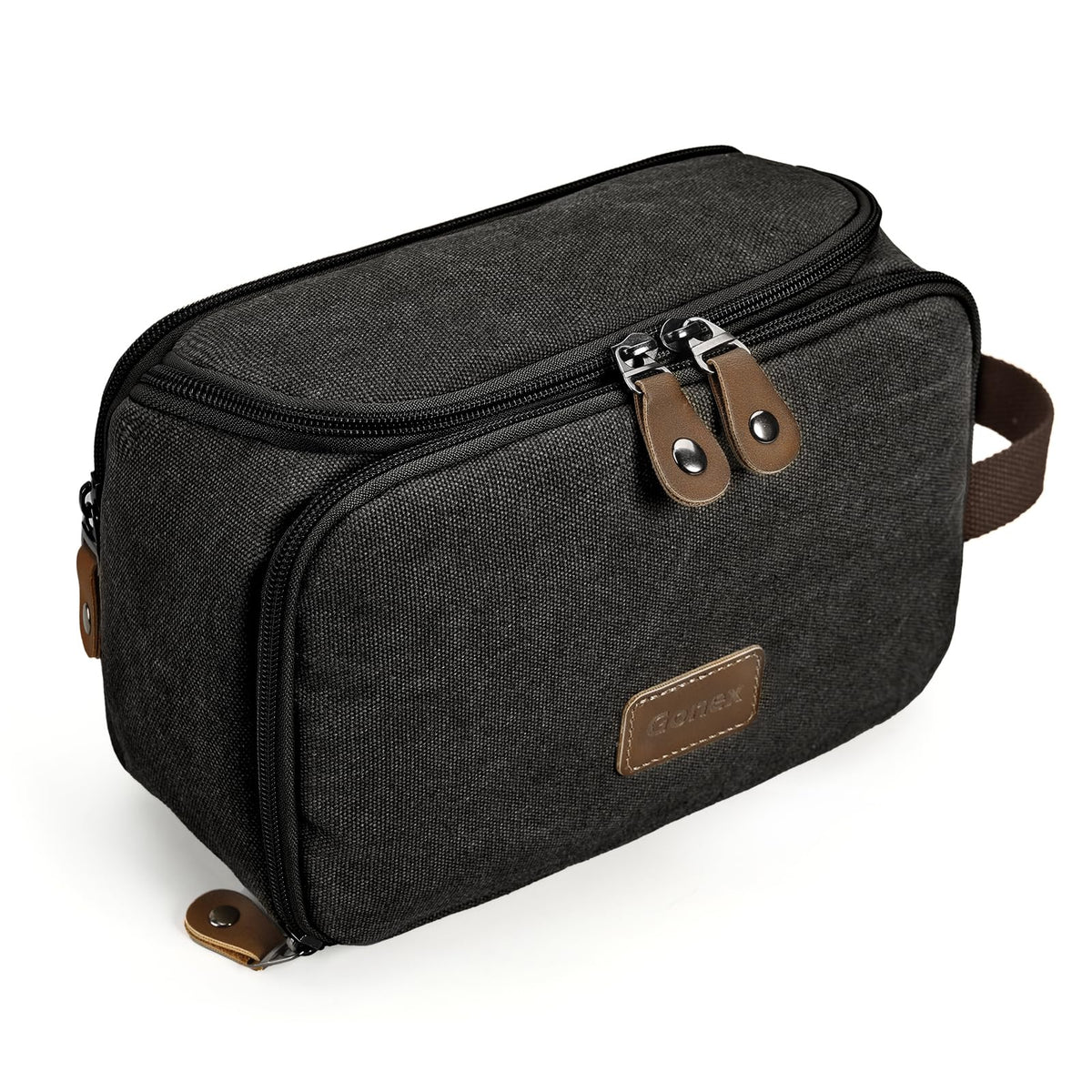 Gonex travel toiletry bag dark grey with water-resistant canvas for durable travel storage.