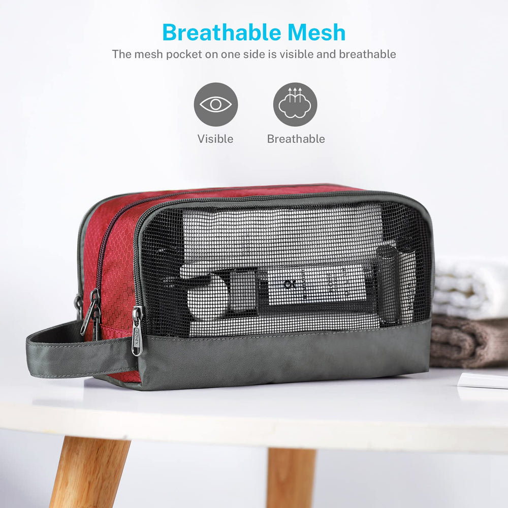 Gonex travel toiletry bag nylon red front pocket for easy access.