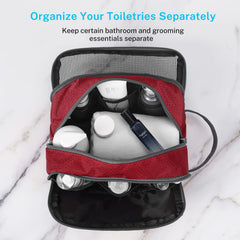 Gonex travel toiletry bag nylon red zipper closure keeps contents secure.