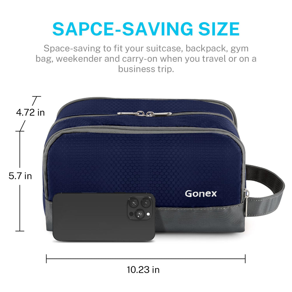 Gonex travel toiletry bag side pocket provides quick-access storage on the go.