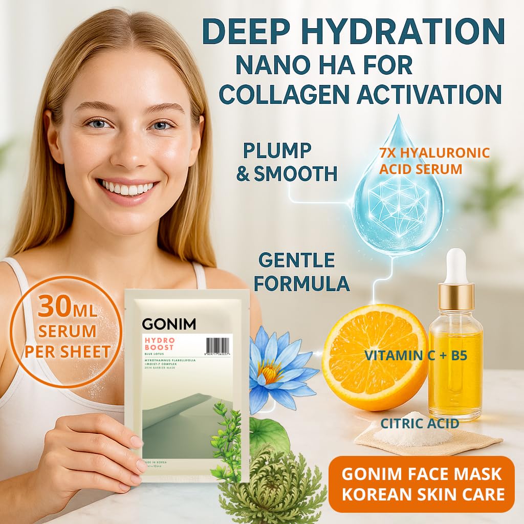 GONIM face-mask collagen-activation sheet boosts plump, radiant skin.