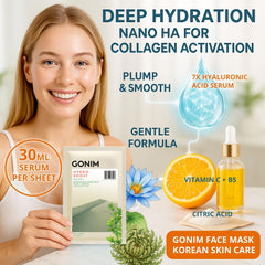 GONIM face-mask collagen-activation sheet boosts plump, radiant skin.