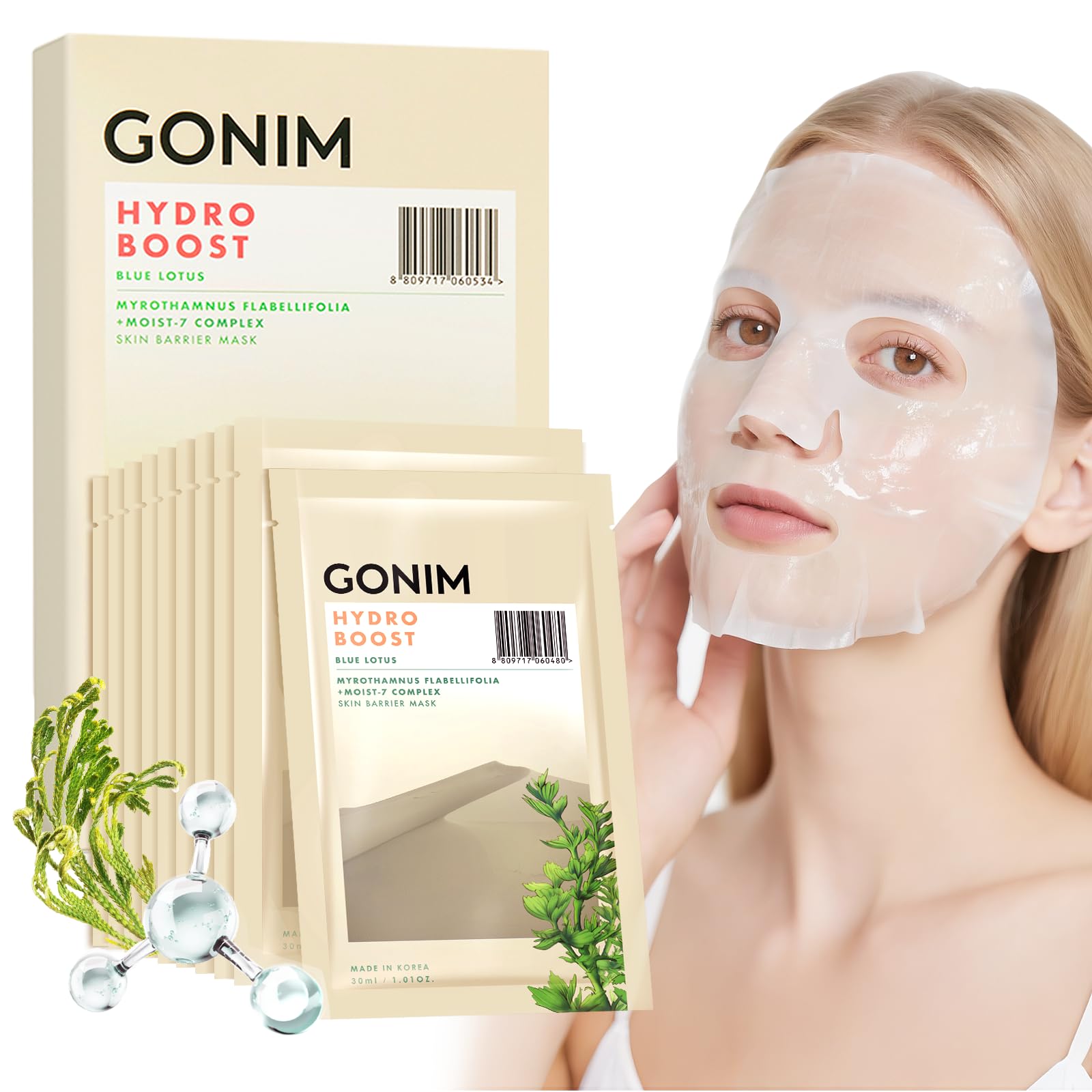 GONIM Face Mask hyaluronic-serum-application delivers deep hydration for dry skin.