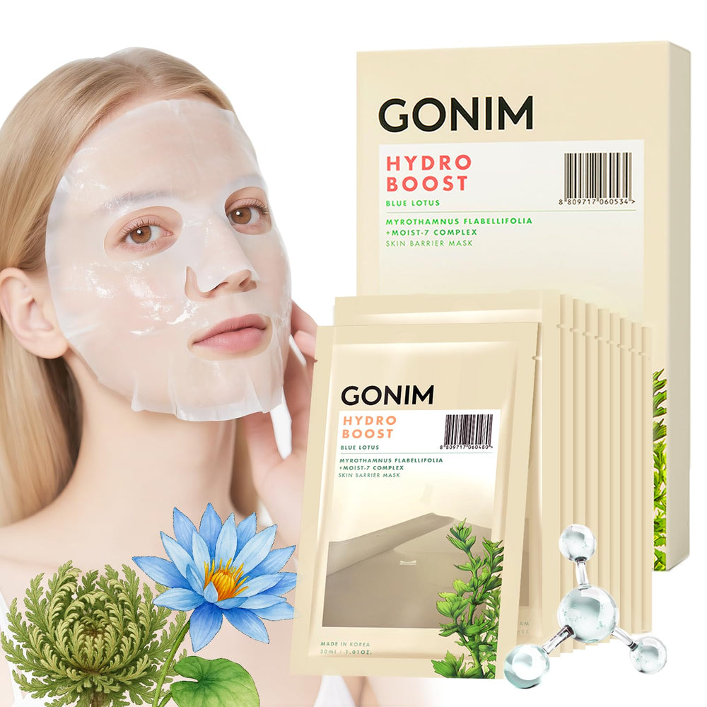 GONIM face-mask hyaluronic-serum-per-sheet delivers deep hydration for daily skincare.
