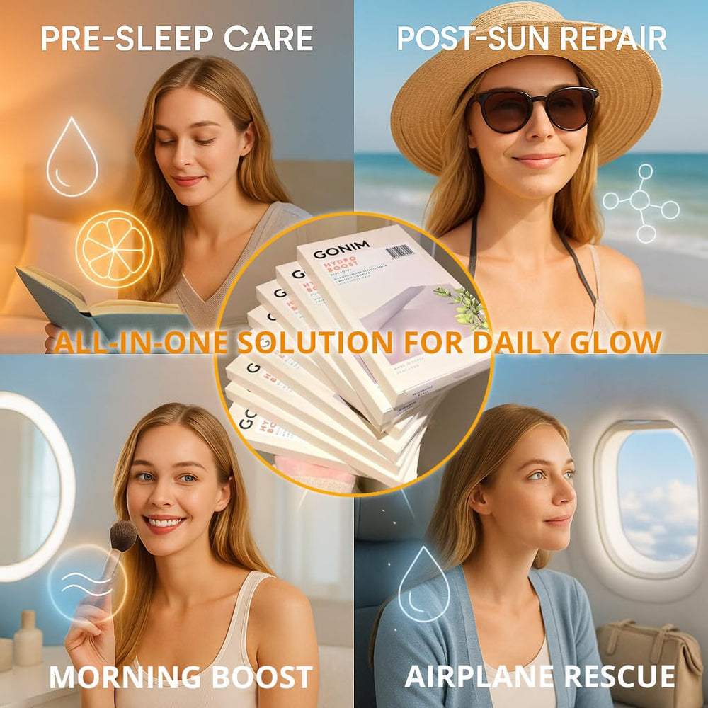 GONIM face-mask resurrection-plant-trehalose sheet locks in moisture for long-lasting hydration.
