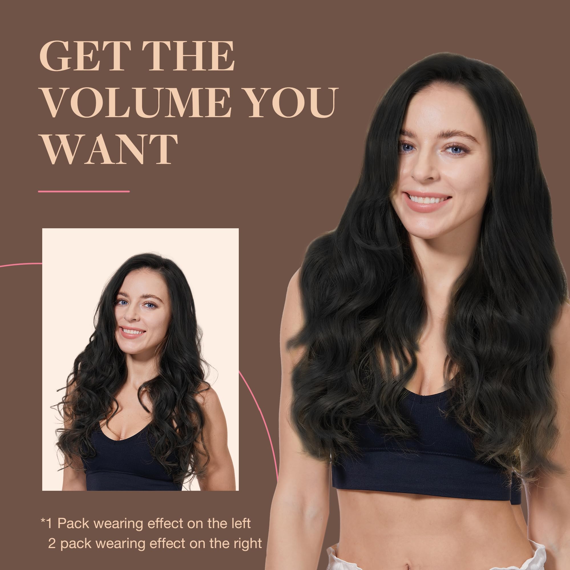 GOO GOO clip-in extensions include extra clips for secure fit.