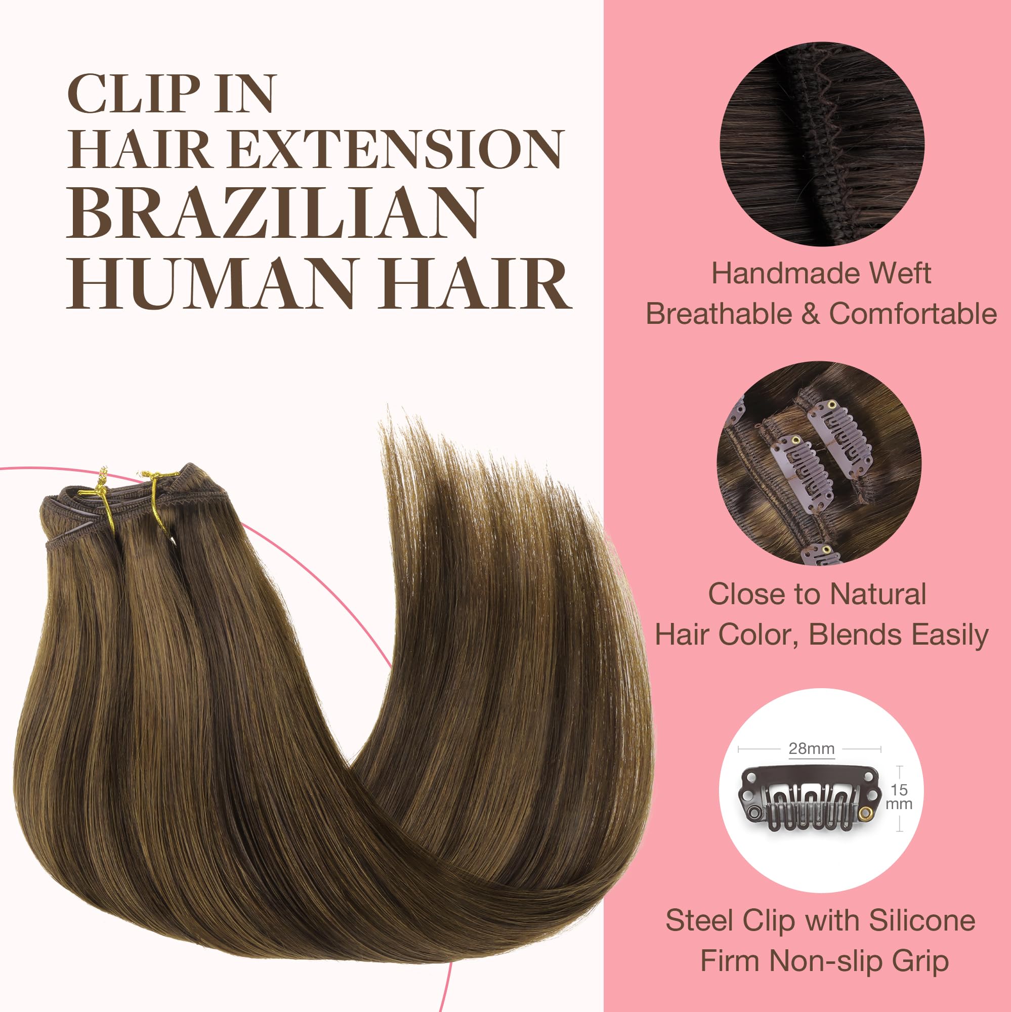 GOO GOO clip-in extensions worn by model demonstrate versatile styling options.