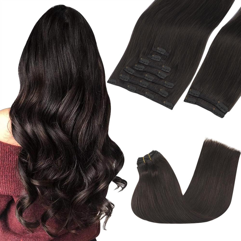 GOO GOO clip-in extensions with real human hair for natural blending and styling