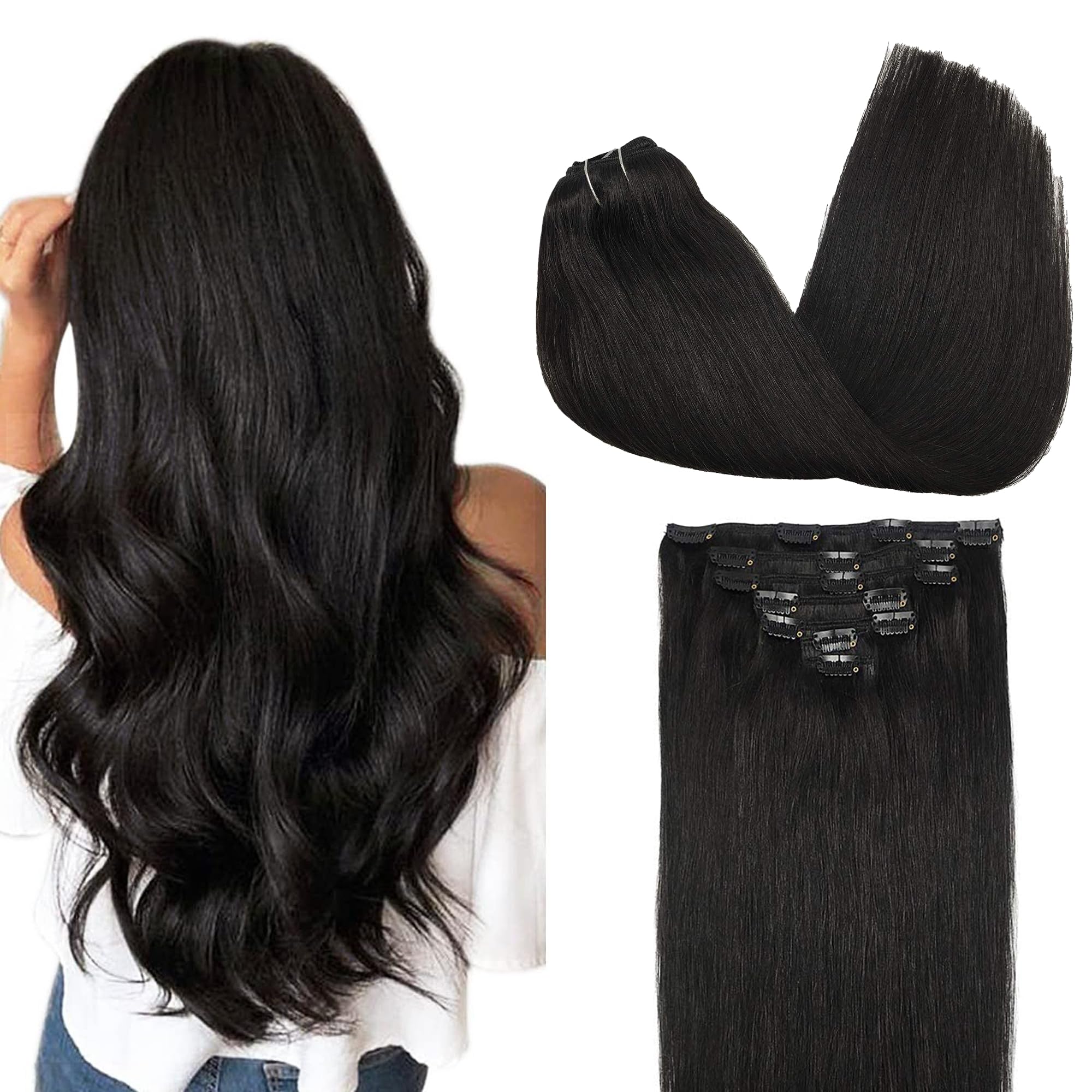 GOO GOO clip-in extensions real human hair for seamless blend