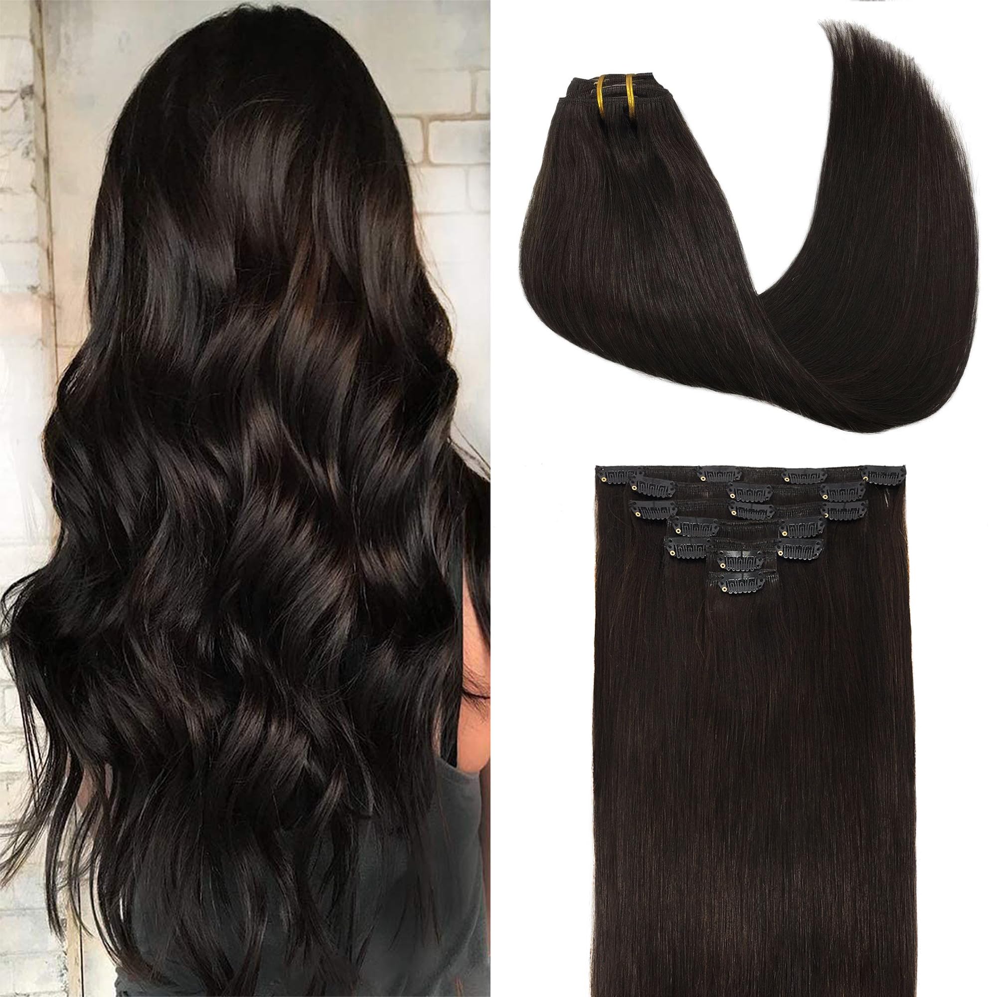 GOO GOO clip-in extensions seamless weft close-up for natural blend