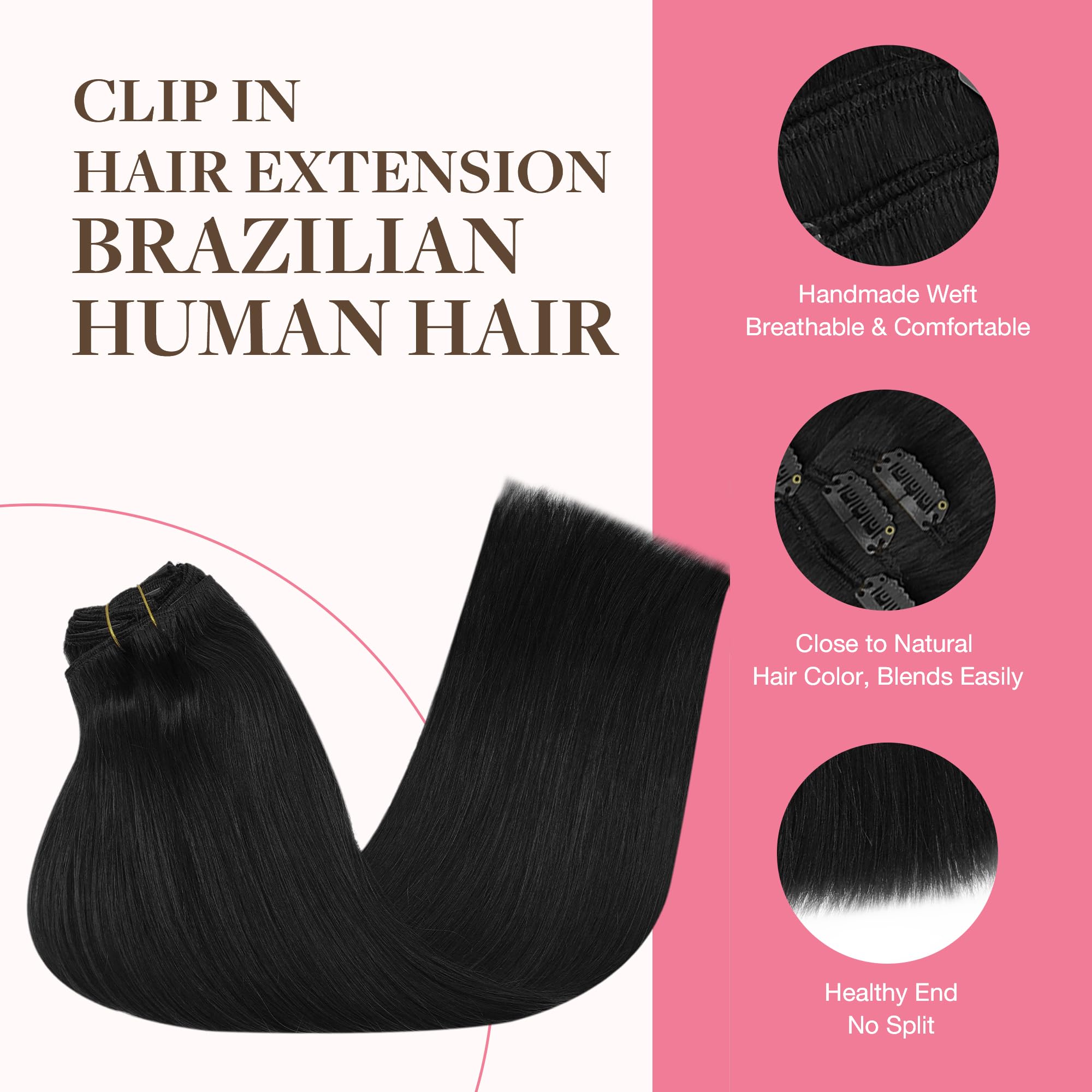 GOO GOO clip in hair extensions straight style seamless finish.