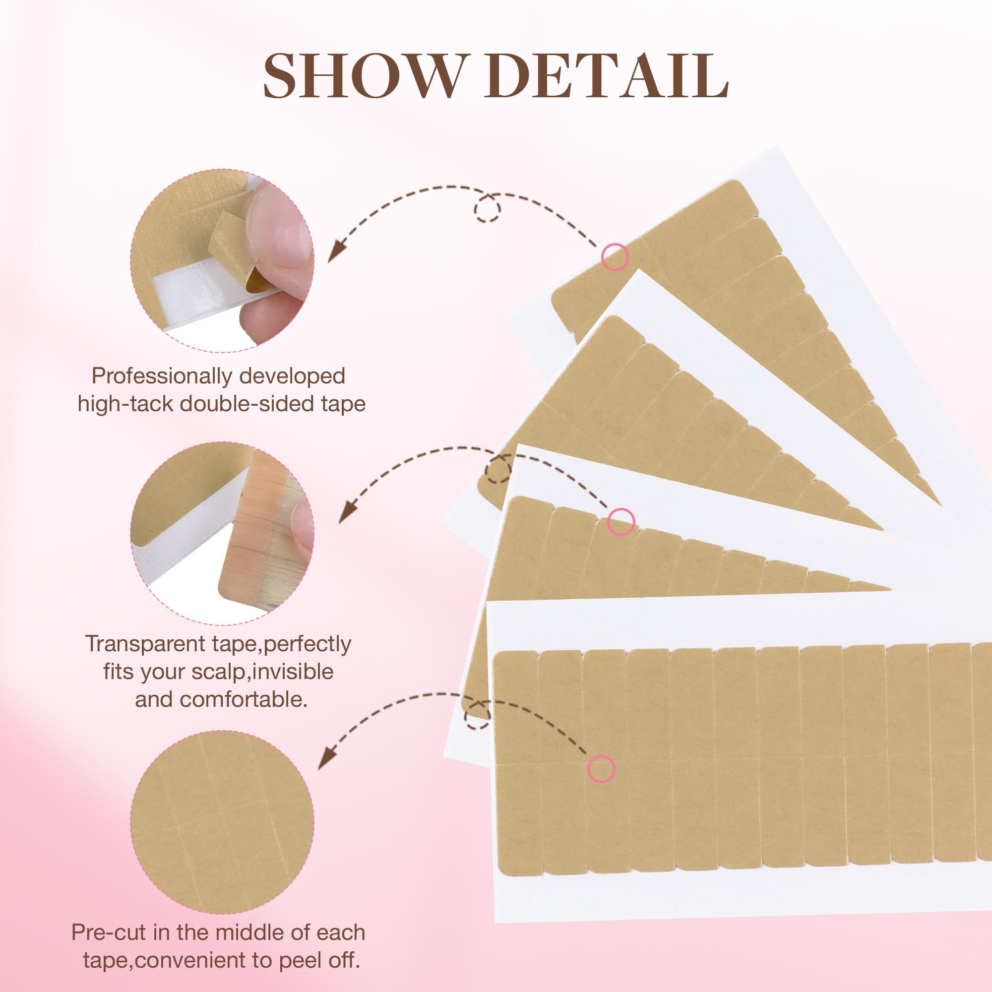 GOO GOO double-sided hair tape provides strong hold without visible bulk.
