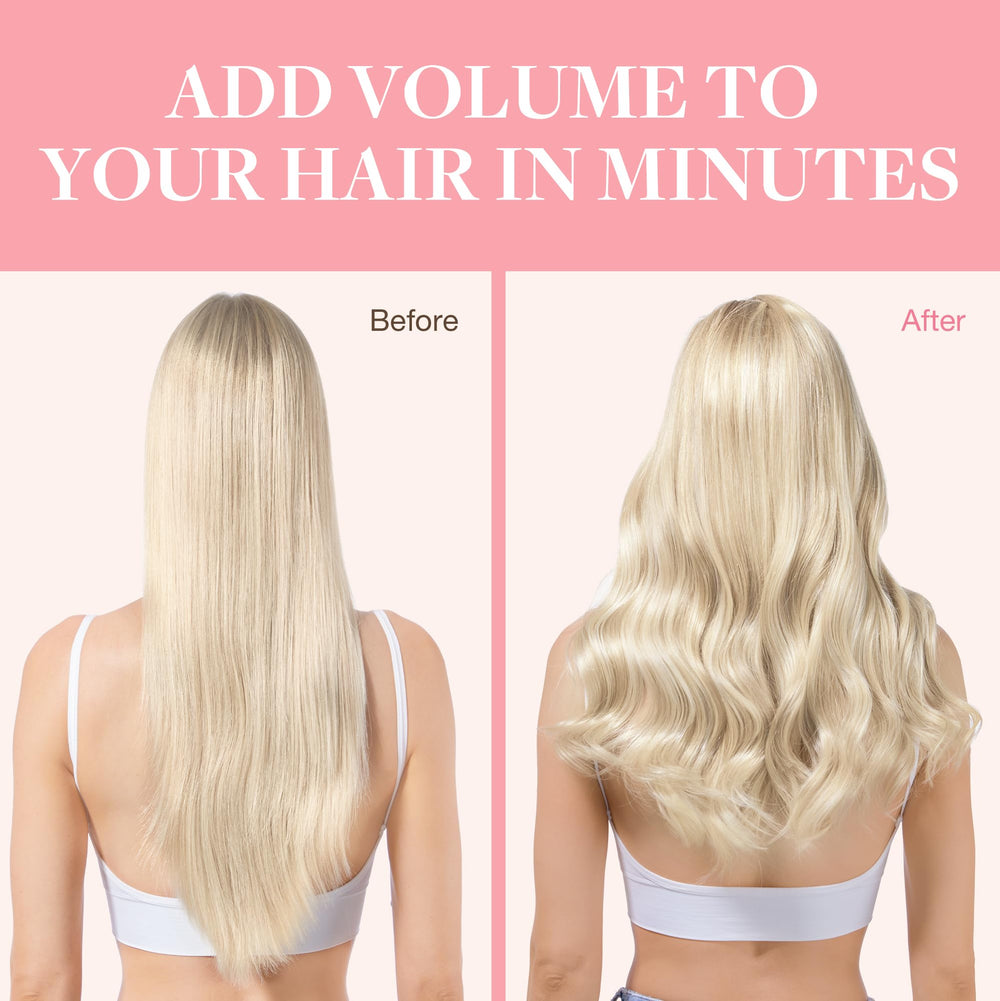GOO GOO Bleach Blonde Highlighted extensions offer versatile color options and natural-looking contrast.