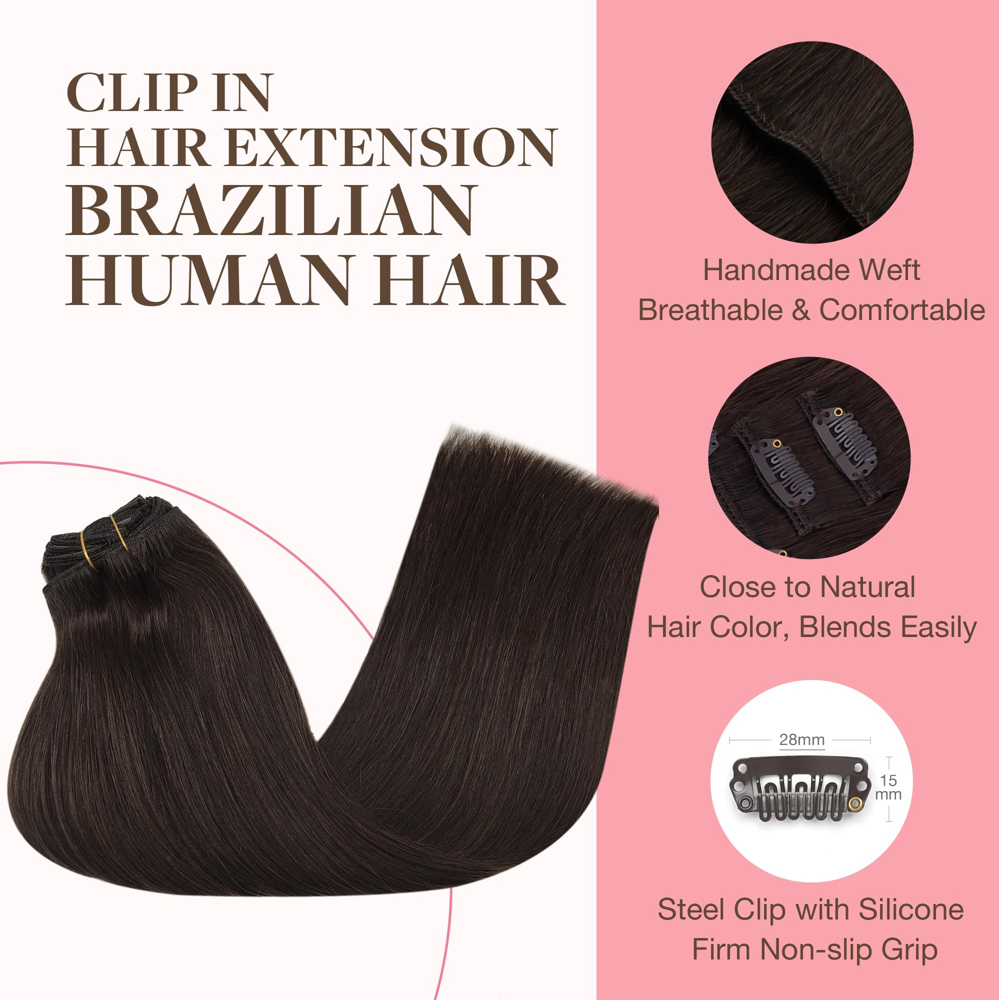 GOO GOO light brown shade clip in extensions matching subtle balayage tones.