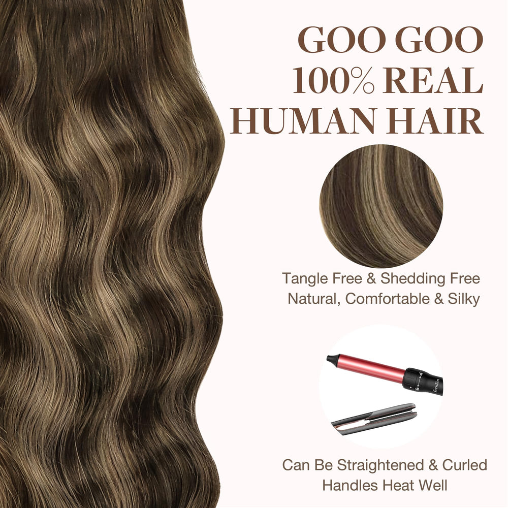 Extensiones GOO GOO tape-in Remy, cuidado suave para mayor durabilidad.