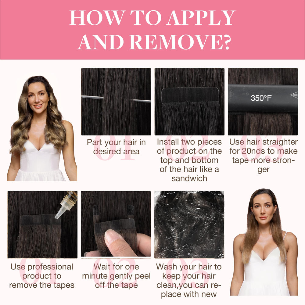 Extensiones GOO GOO tape-in Remy, fijación rápida y fácil.