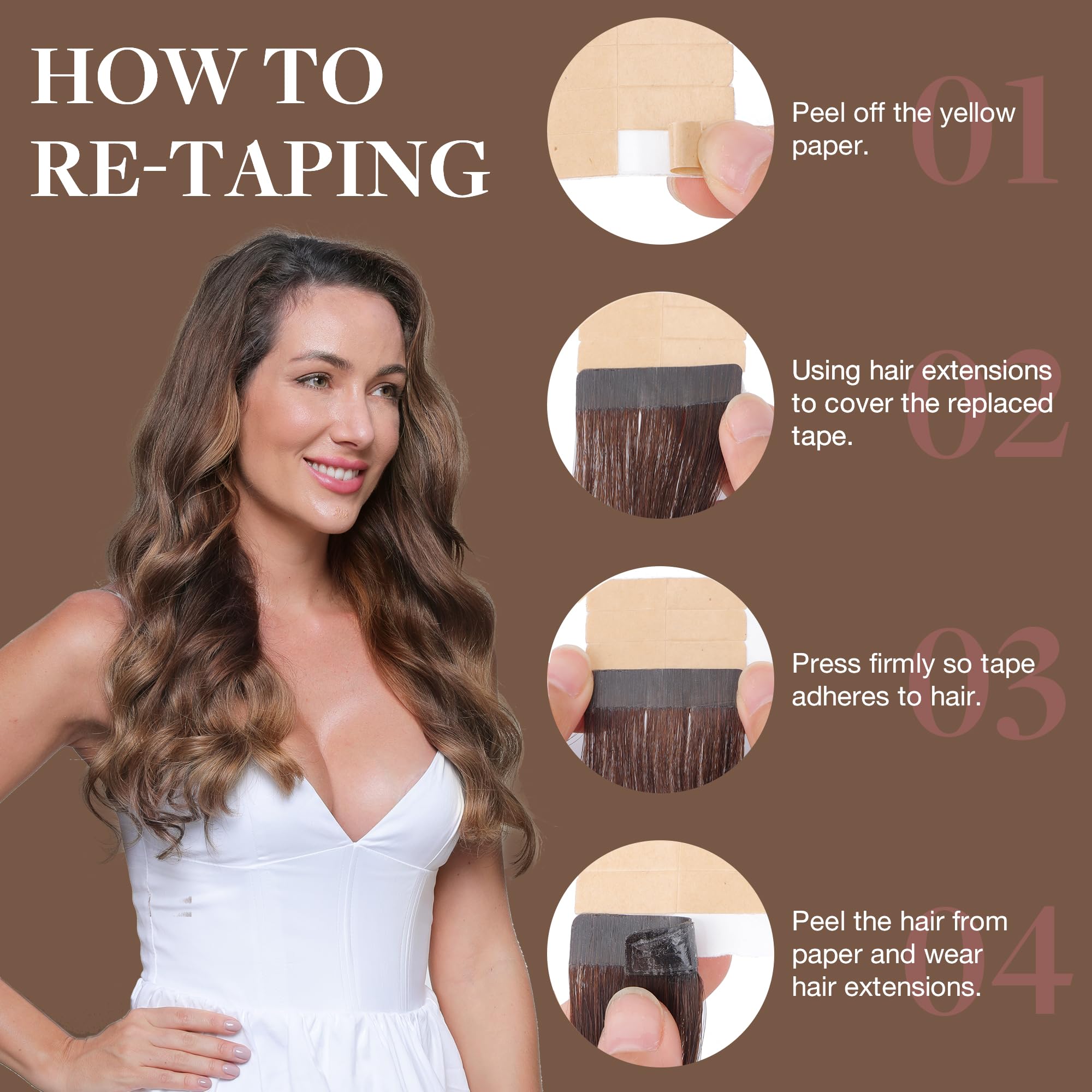 Extensiones GOO GOO tape-in Remy, banda invisible con adhesivo resistente.