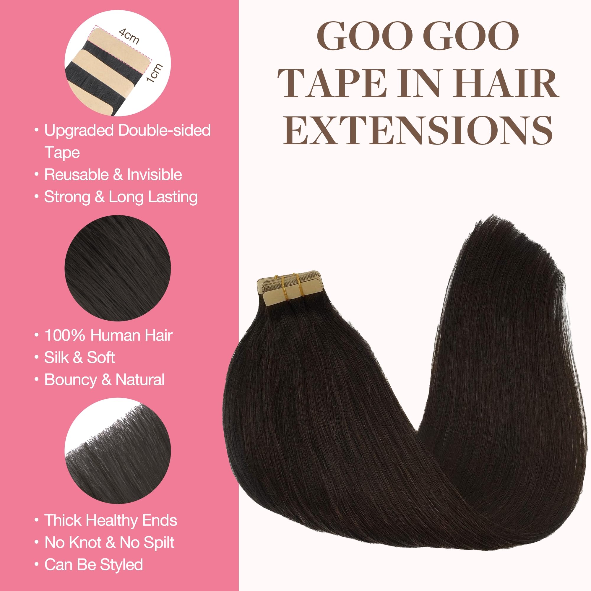 GOO GOO Remy hair 18-inch extensions to add natural-looking length.