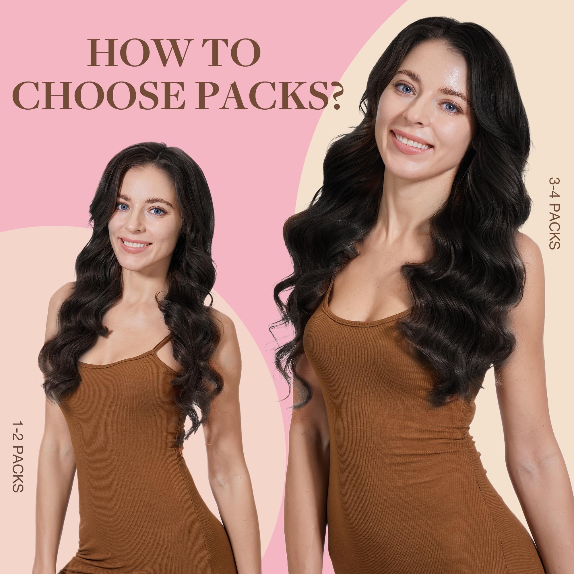 GOO GOO heat-safe extensions shown with curled style for versatility.