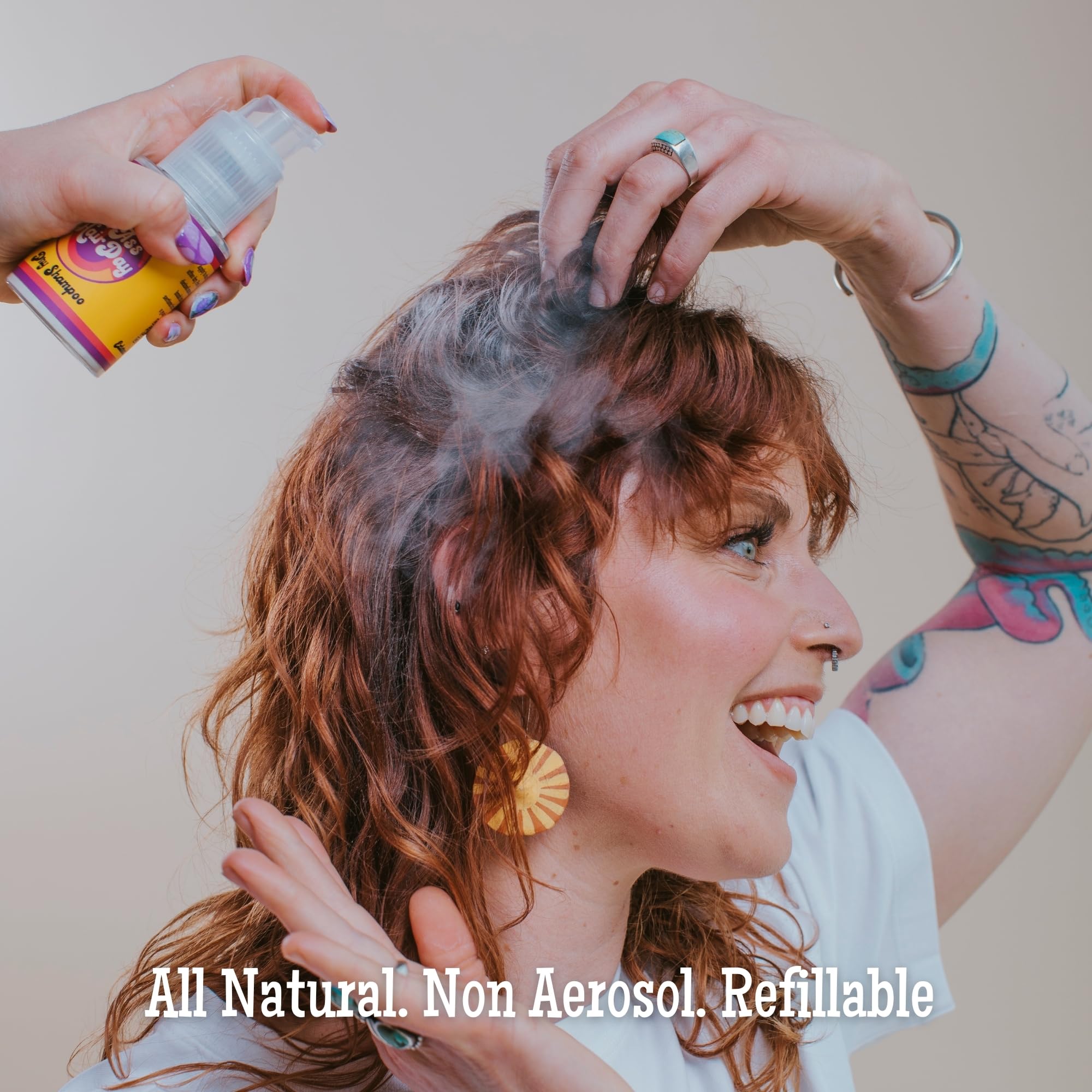 Good Ass Hair Day dry shampoo uses non-aerosol, eco-friendly packaging.