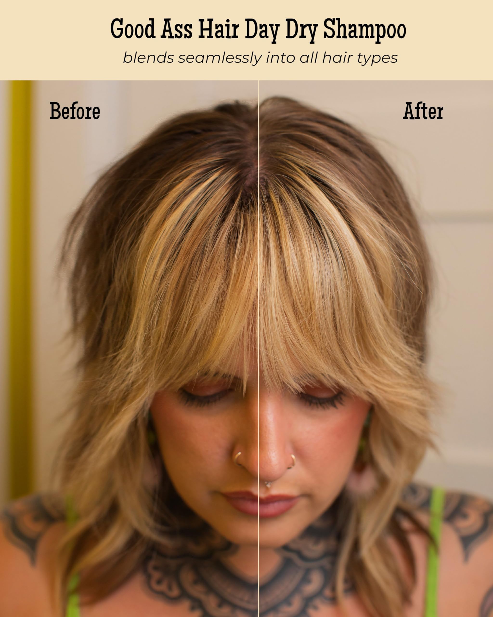 Good Ass Hair Day talc-free formula emphasizes clean, natural ingredients for scalp refreshment