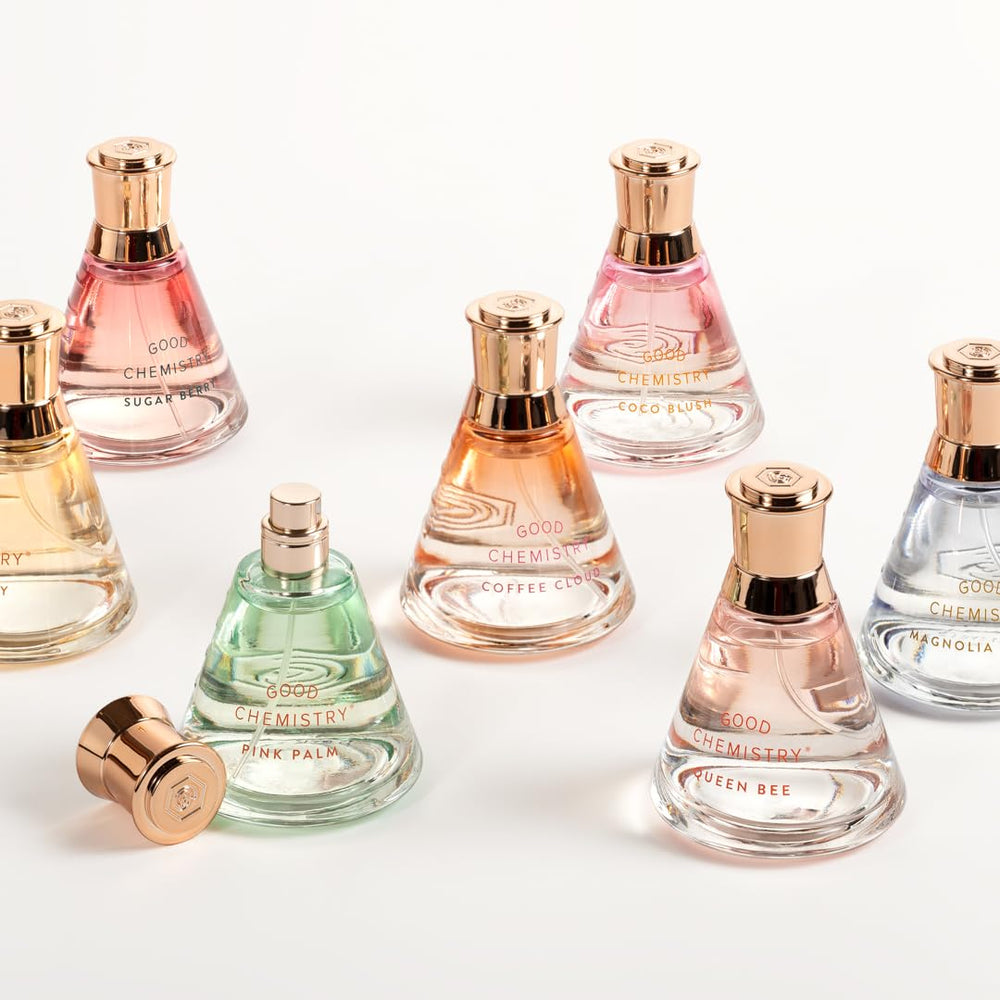 Good Chemistry Coco Blush packaging glass bottle signals sustainable cruelty-free luxury
