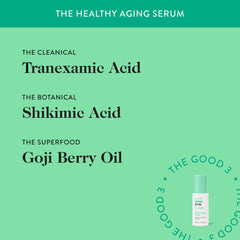 Good Clean Goop Healthy Aging Serum application on face shows smooth, even coverage.