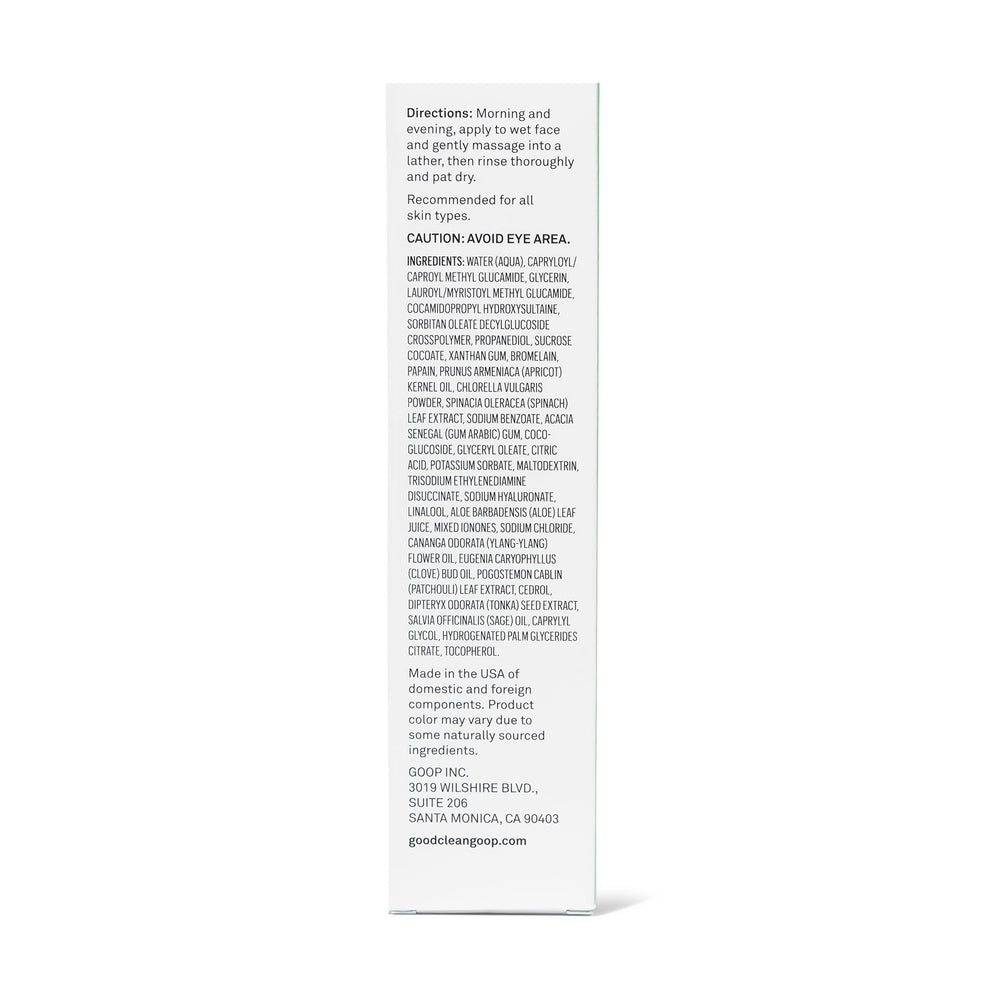 good.clean.goop daily juice cleanser apply to wet face with gentle massage.