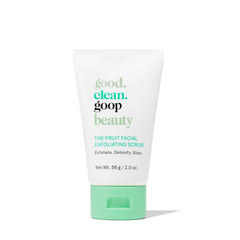 good.clean.goop Fruit Scrub bottle pour demonstrates easy dispensing for quick exfoliation