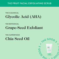 good.clean.goop Fruit Scrub chia-seed oil closeup emphasizes barrier support and hydration