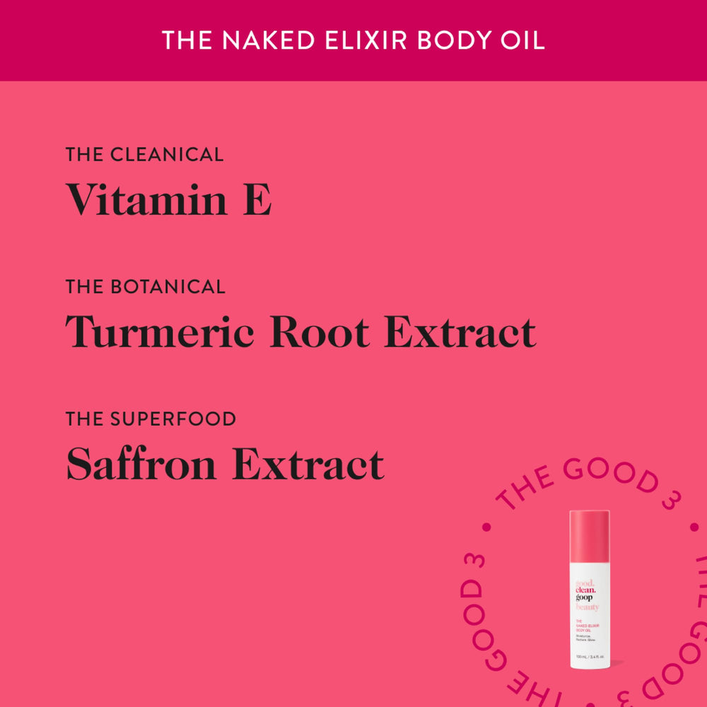 good.clean.goop The Naked Elixir Body Oil being massaged into damp skin after shower