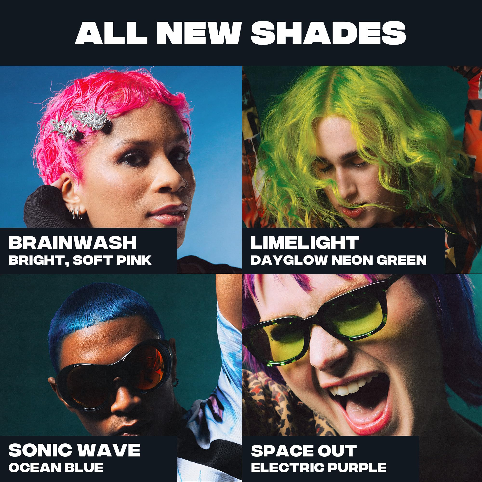 Good Dye Young Brainwash hair after-color glow hints at long-lasting vibrancy.