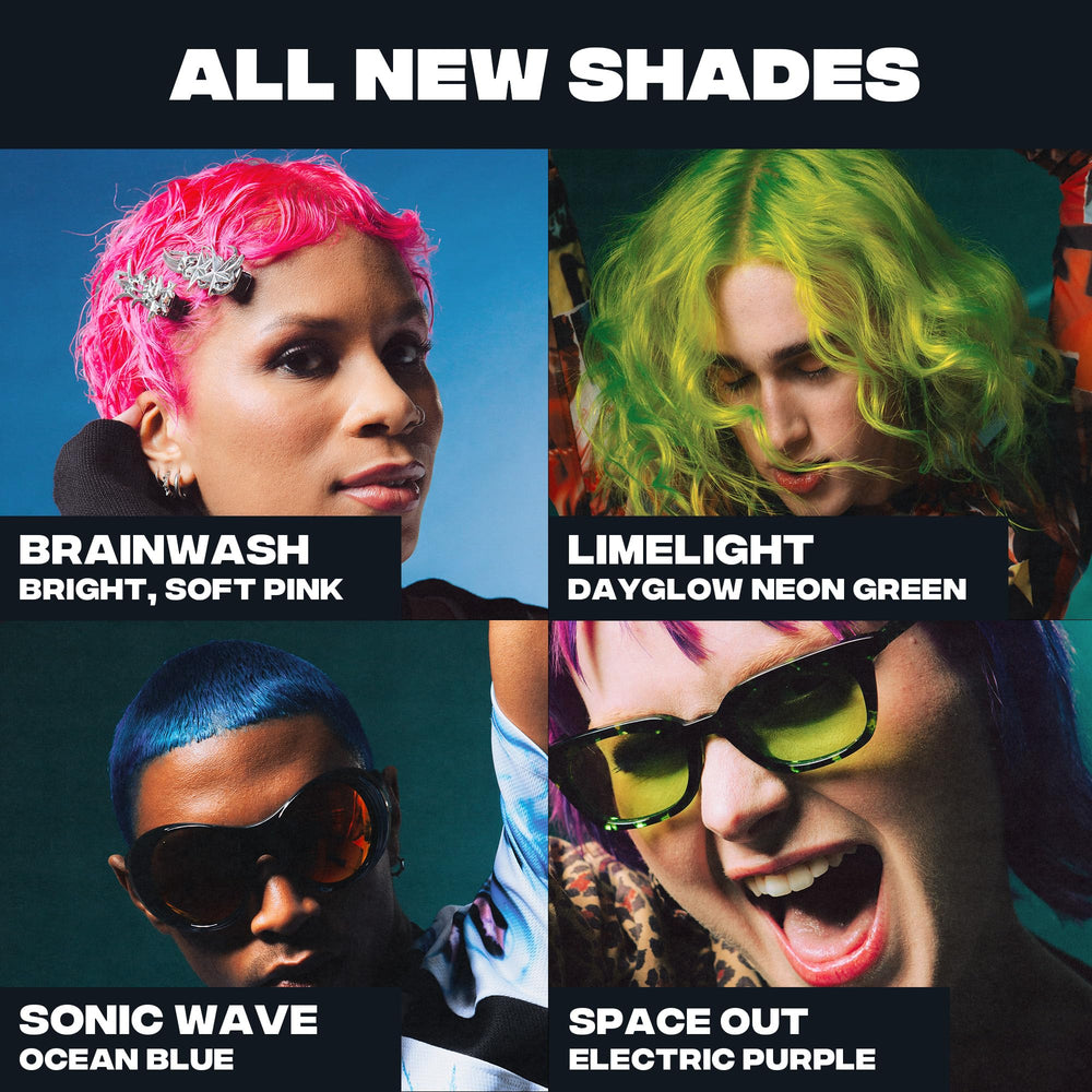 Good Dye Young Brainwash hair after-color glow hints at long-lasting vibrancy.