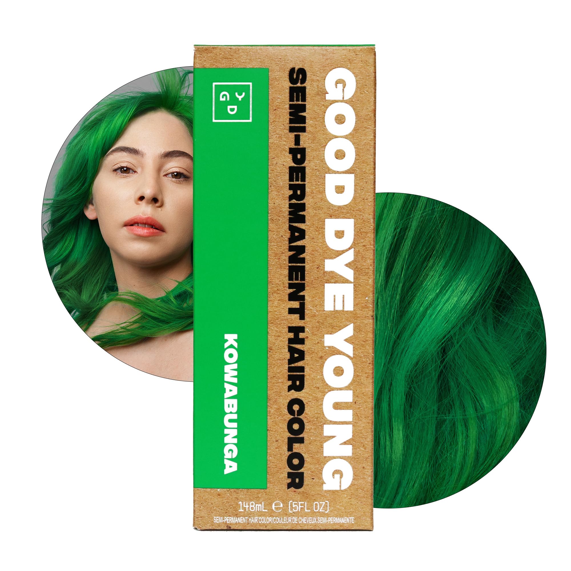 Good Dye Young Kowabunga Green bottle for vibrant, vegan semi-permanent color.