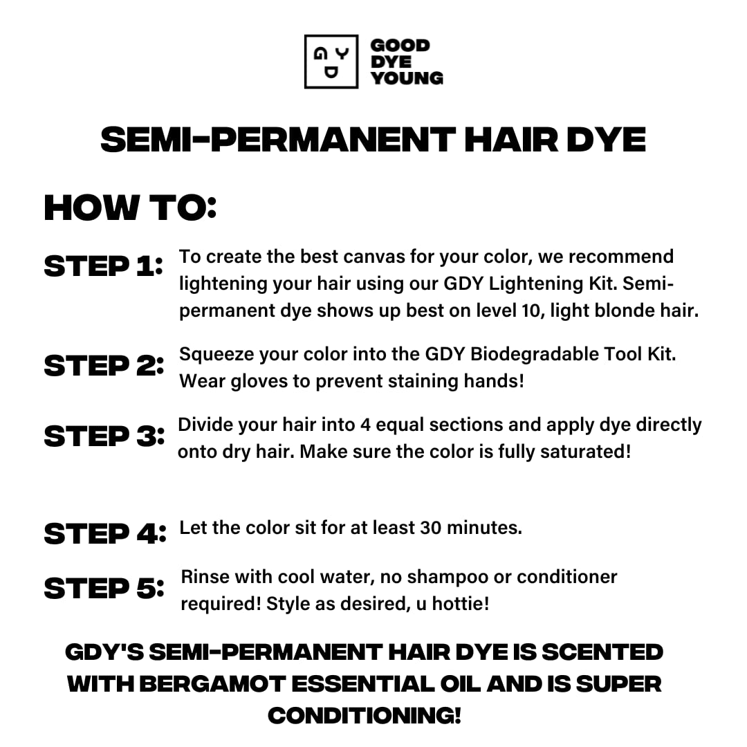 Good Dye Young sunflower extract offers UV protection during sunny styling.