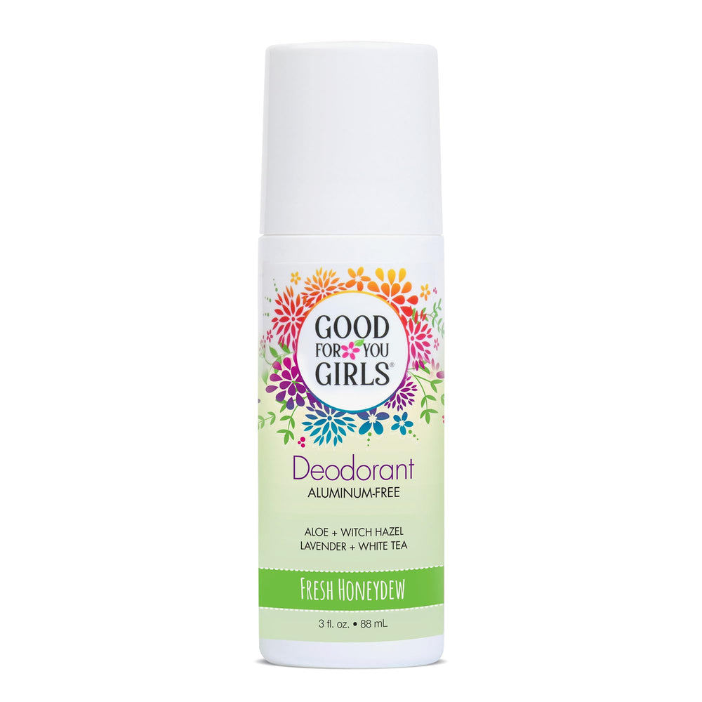 Good For You Girls deodorant clear roll-on honeydew scent for discreet odor protection.