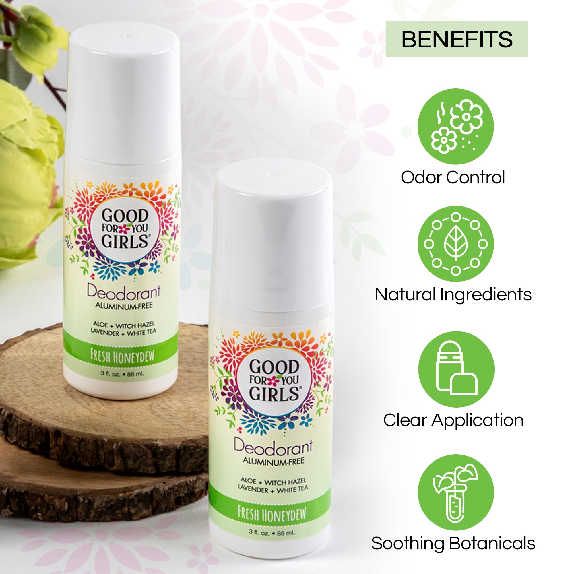 Good For You Girls deodorant invisible roll-on for no visible residue after application.