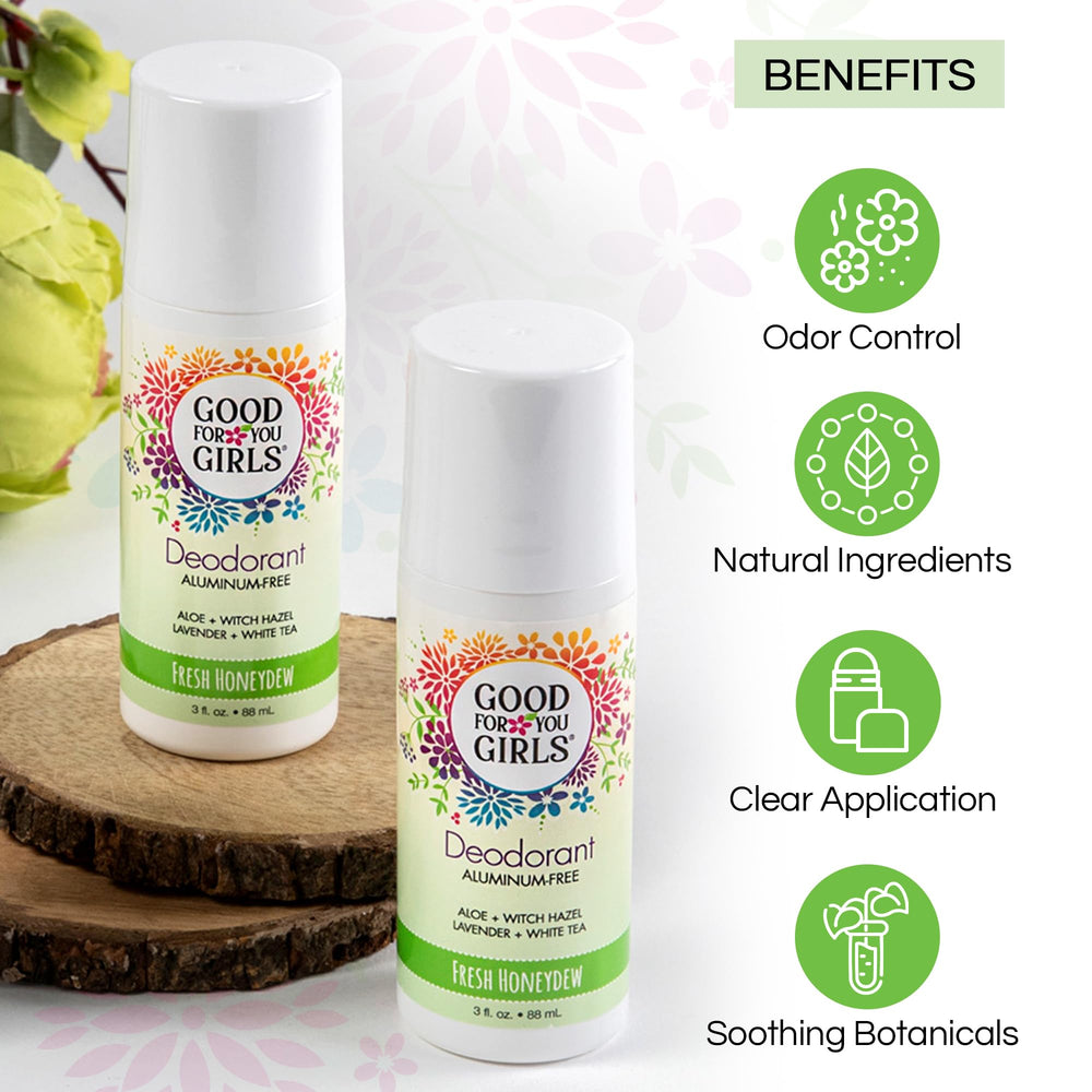 Good For You Girls deodorant invisible roll-on for no visible residue after application.
