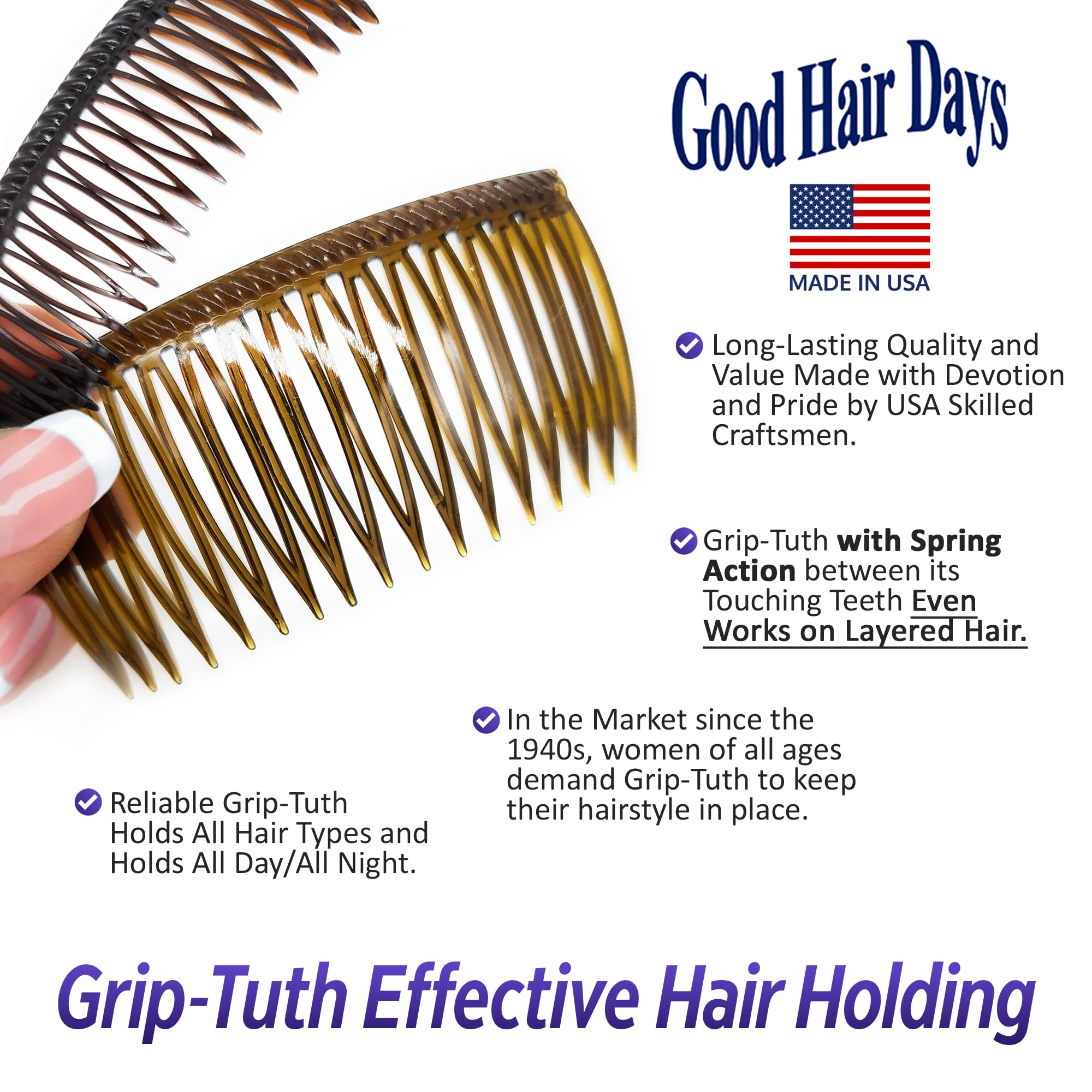 Good Hair Days Grip-Tuth Combs decorative detail highlights decorative accents.