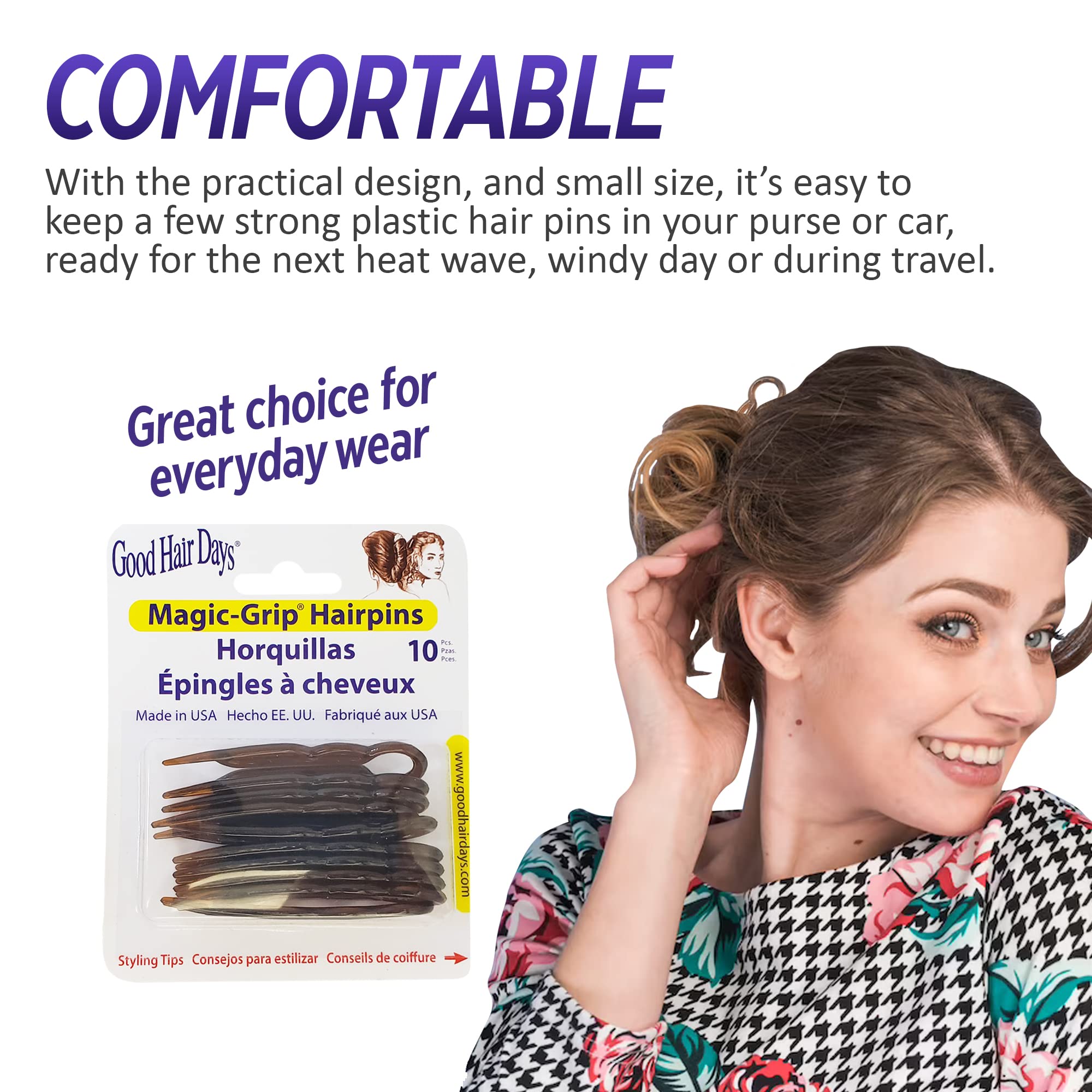Good Hair Days hair pins tortoise shell pattern adds subtle color and charm