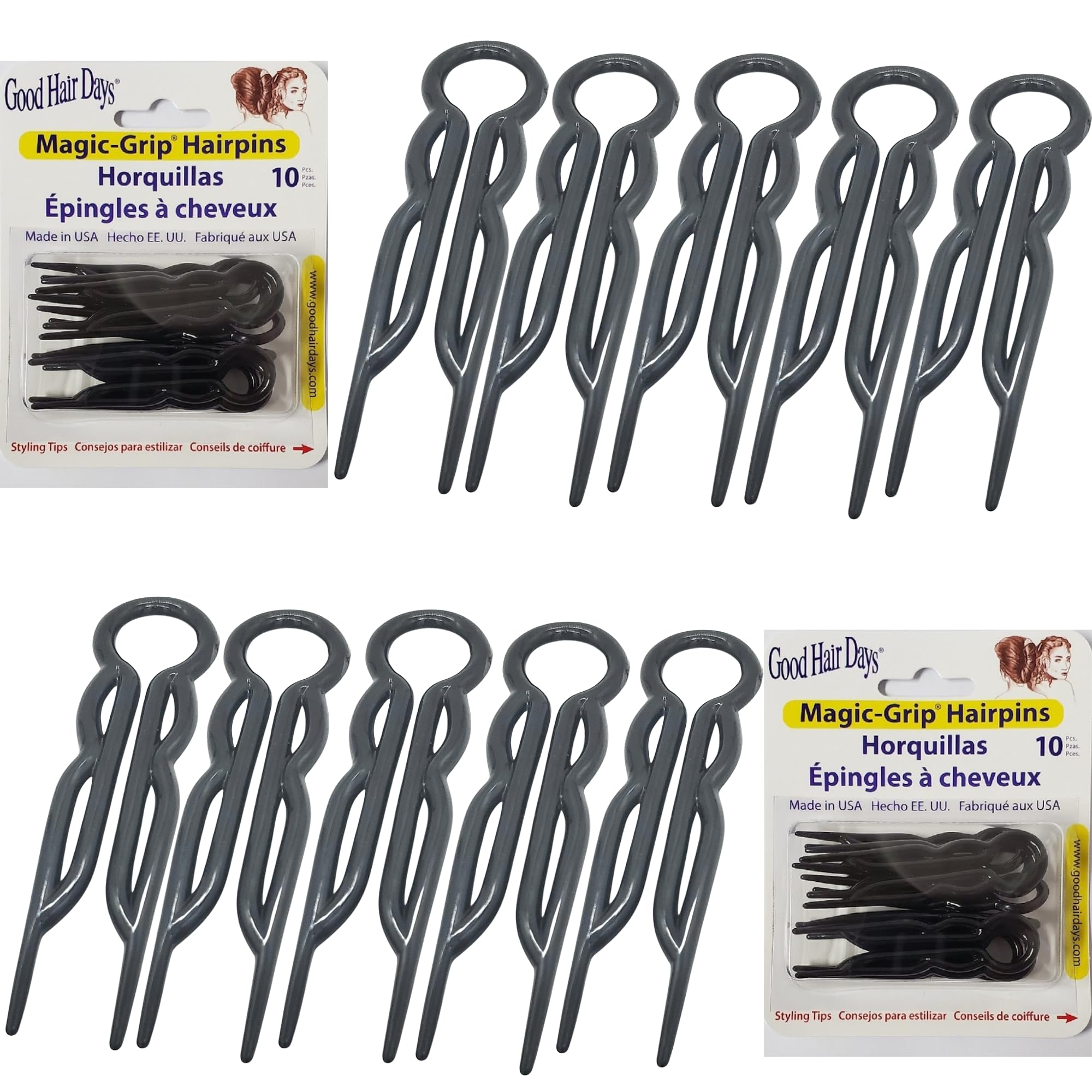 Good Hair Days hair pins U-shaped 2 1/2-inch black provide secure daily styling.