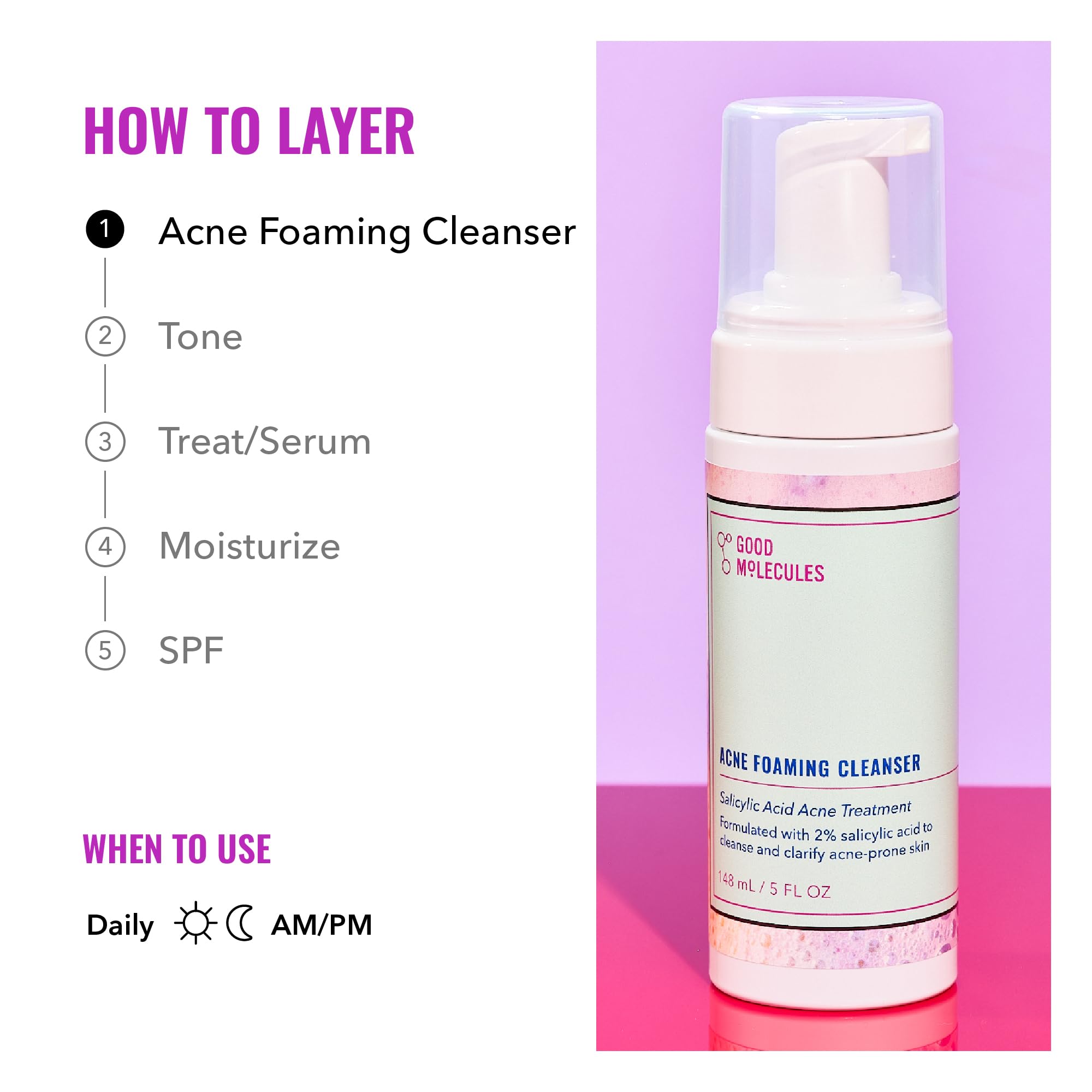 Good Molecules Acne Foaming Cleanser packaging closeup vegan cruelty-free formula