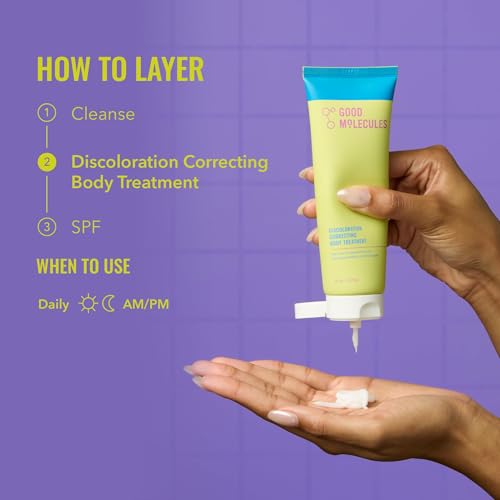Good Molecules Discoloration Body Treatment ingredients-ferments highlights soothing hydration with bioactive extracts.