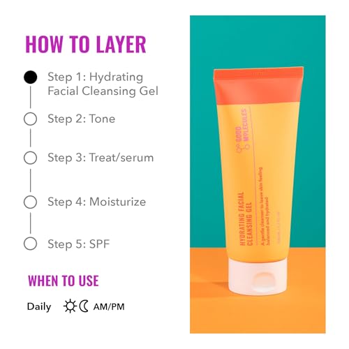 Good Molecules Hydrating Cleansing Gel suitable for all skin types, gentle yet effective.