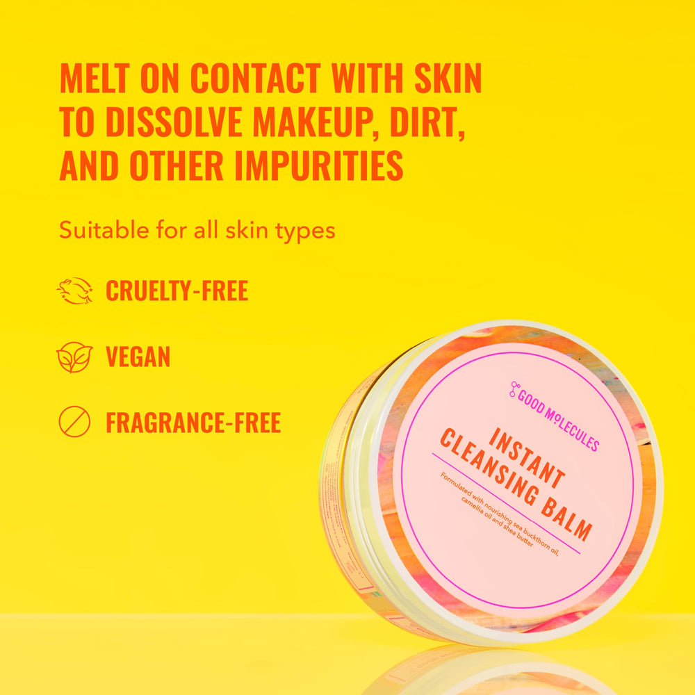 Good Molecules Instant Cleansing Balm spread on dry skin demonstrates melting action.