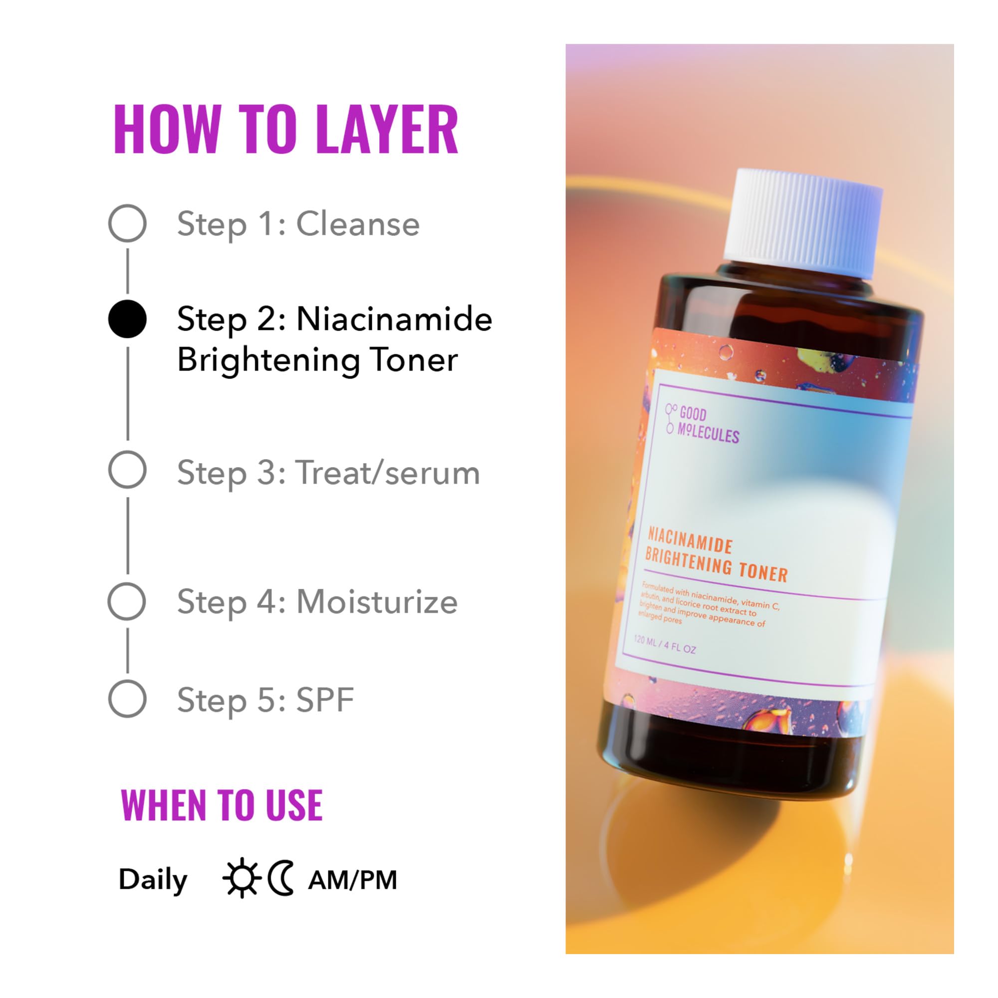 Good Molecules Niacinamide Brightening Toner offers alcohol-free, pH-balanced care.