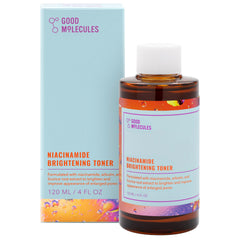Good Molecules Niacinamide Brightening Toner bottle showing alcohol-free balance for skin.